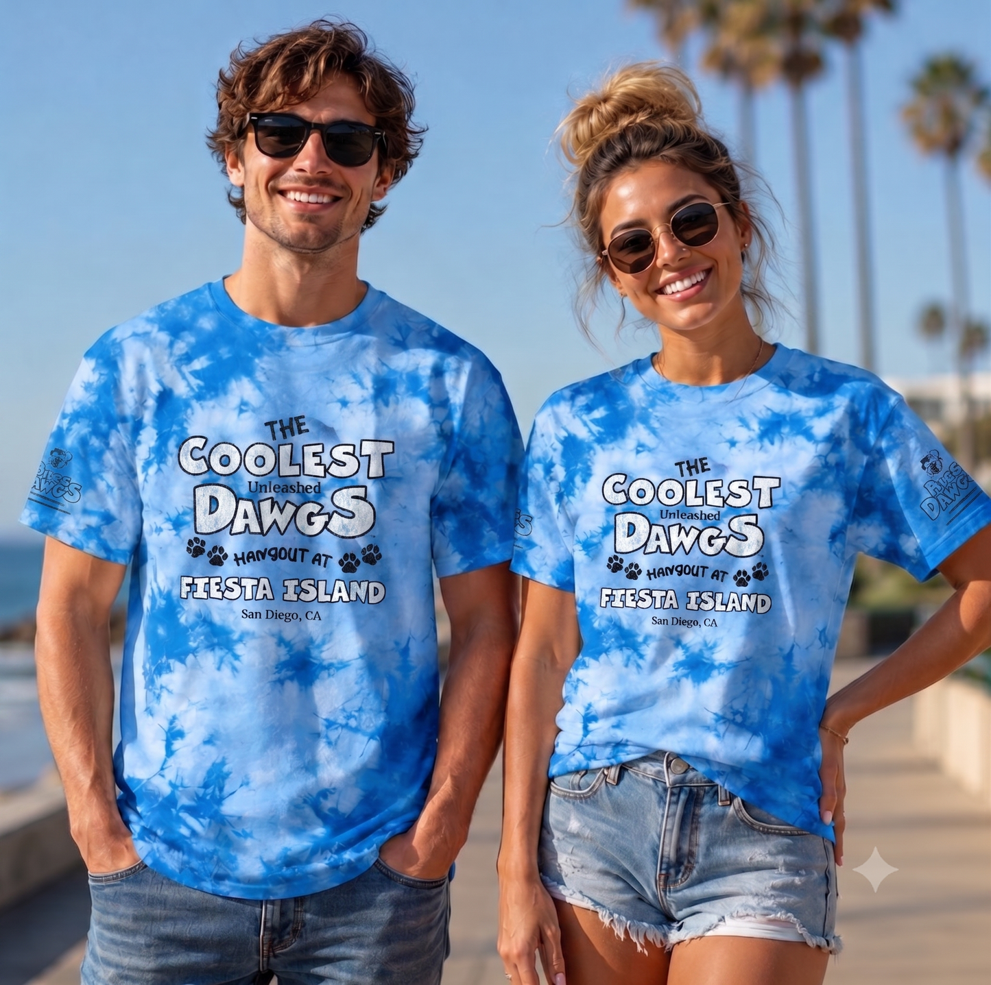 Coolest Dawgs Blue Tie-Dye T-Shirt